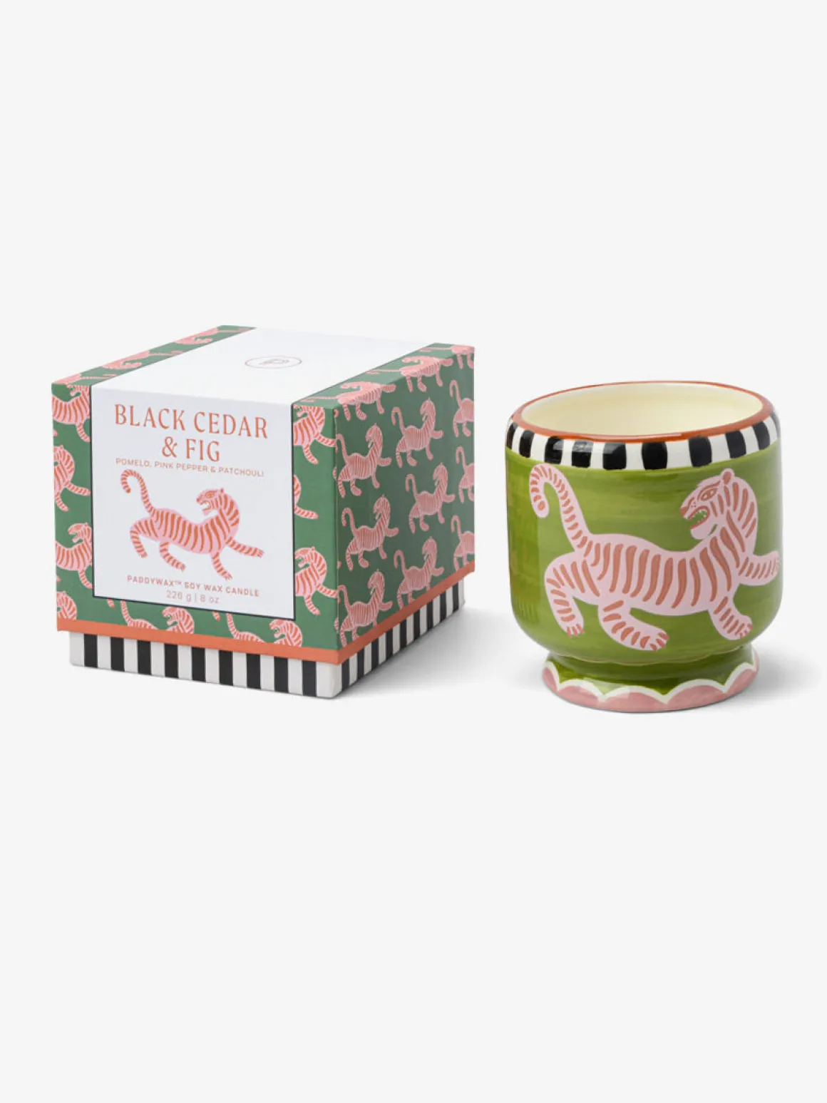 Adopo Tiger Ceramic Candle - Black Cedar & Fig