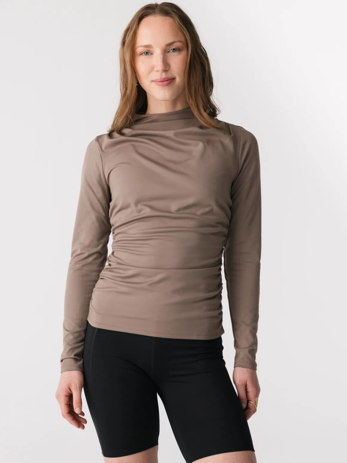 Alessia Gathered Long Sleeve Top - Falcon