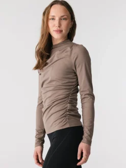 Alessia Gathered Long Sleeve Top - Falcon
