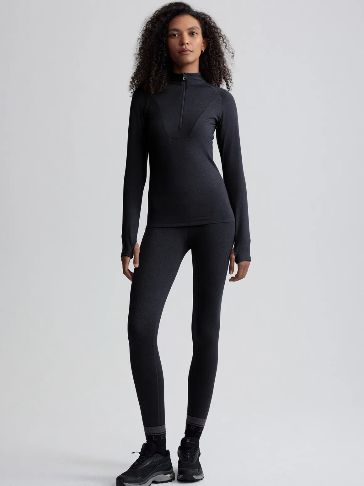 Always Warm Base Layer Half Zip - Black Marl