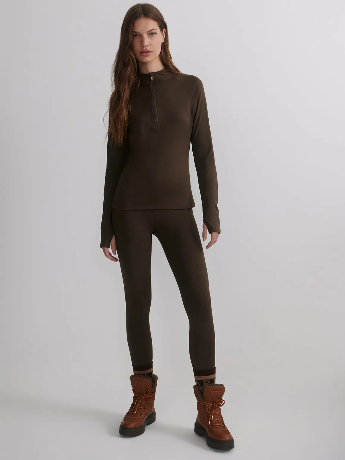 Always Warm Half Zip Base Layer - Deep Chocolate Marl