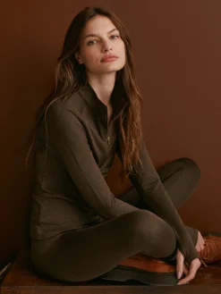 Always Warm Half Zip Base Layer - Deep Chocolate Marl