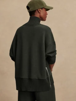 Barker High Neck Sweat - Olive Marl