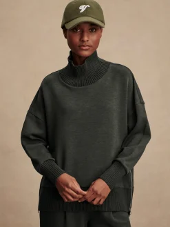 Barker High Neck Sweat - Olive Marl