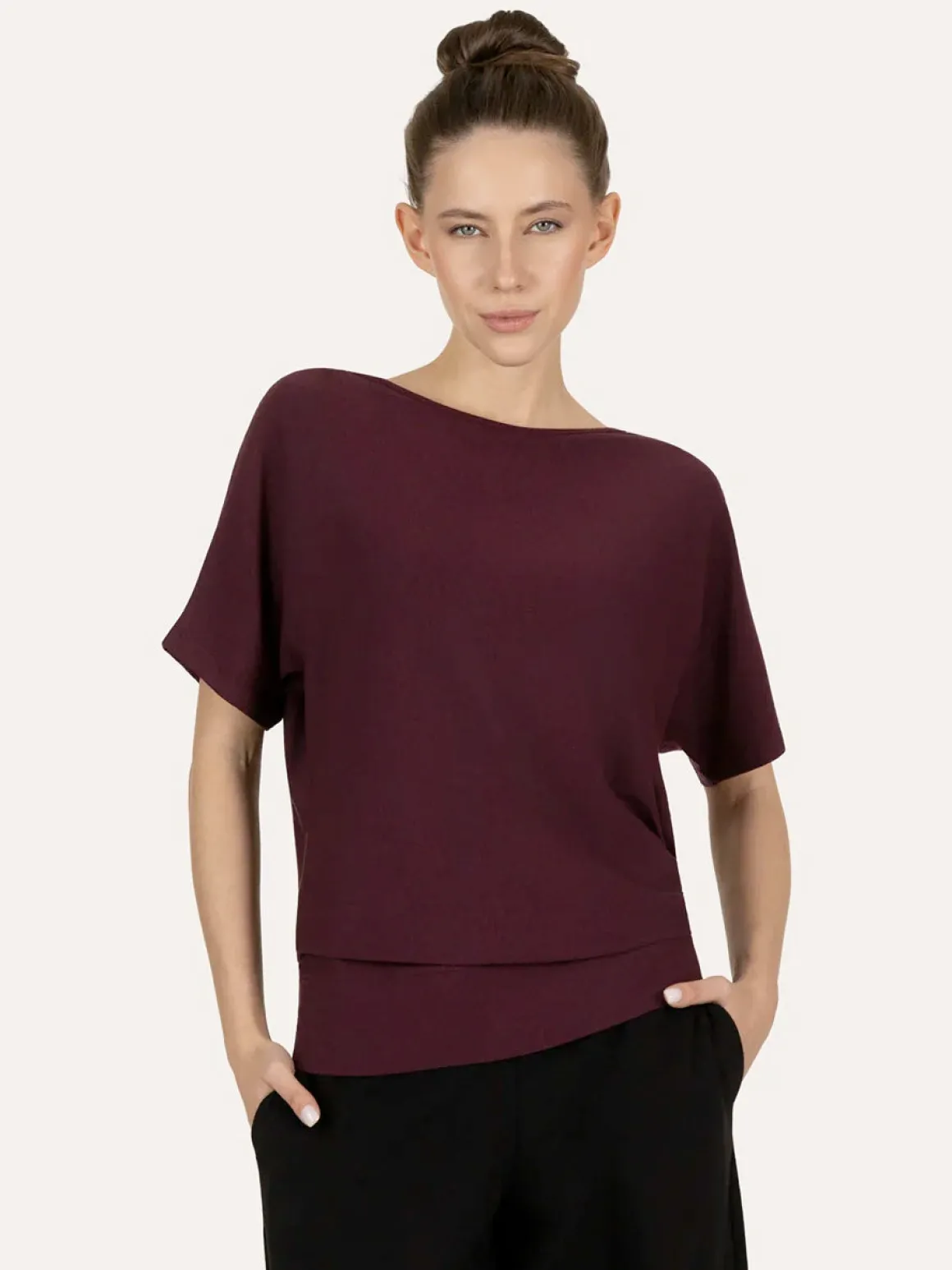 Budhi Short Sleeve Yoga Top - Fig