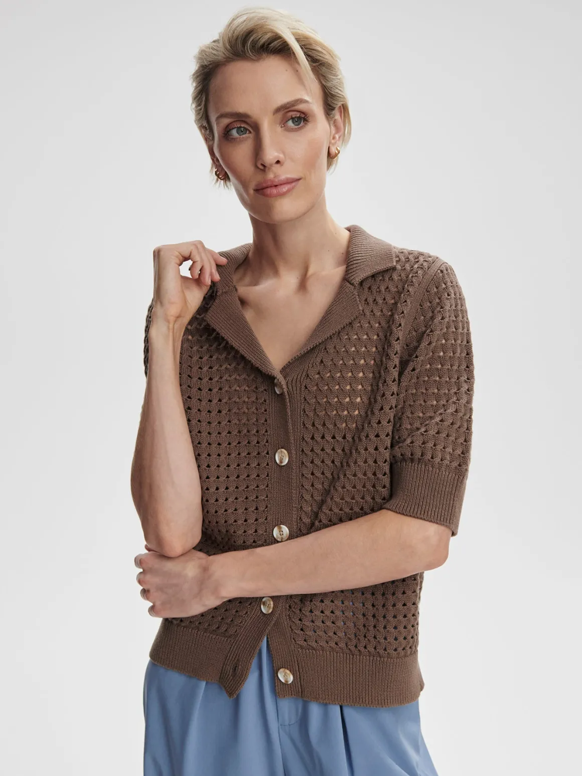 Ellie Knit Shirt - Chocolate Chip