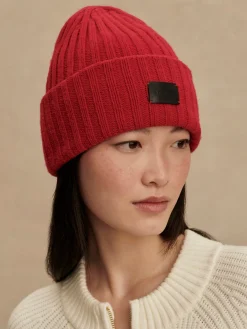 Elva Chunky Rib Beanie - Red Dahlia