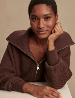 Enrico Zip-Through Knit Jacket - Coffee Bean