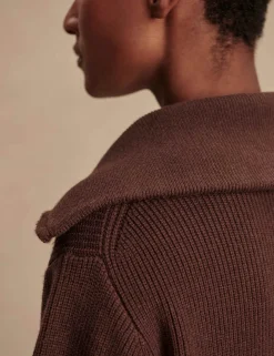 Enrico Zip-Through Knit Jacket - Coffee Bean