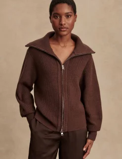 Enrico Zip-Through Knit Jacket - Coffee Bean