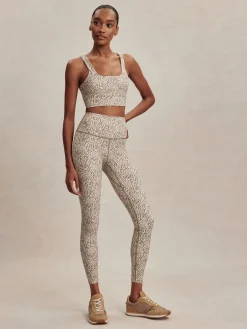 Freesoft High Rise Legging 25 - Ivory Abstract Feather