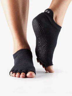 Half Toe Low Rise Grip Socks - Black
