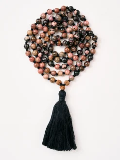 Mala Bead Necklace - Black Rhodonite