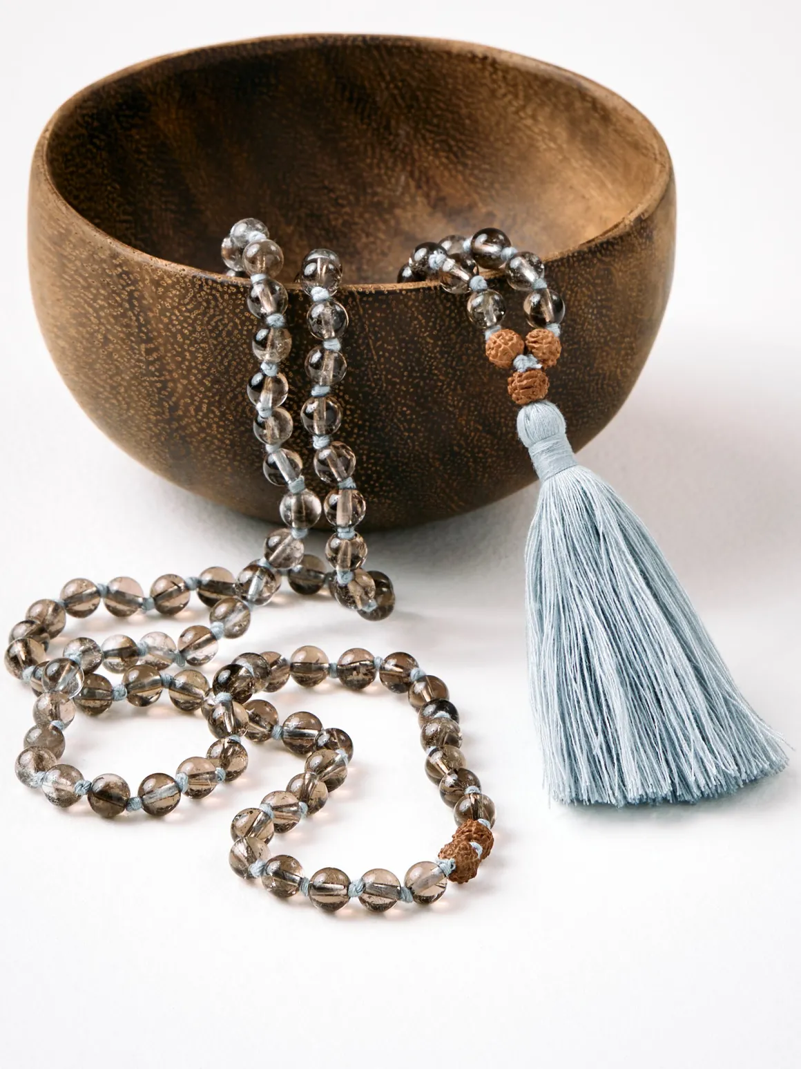 Mala Bead Necklace - Smoky Quartz