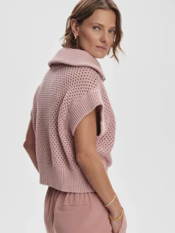 Mila Half Zip Knit - Pale Mauve