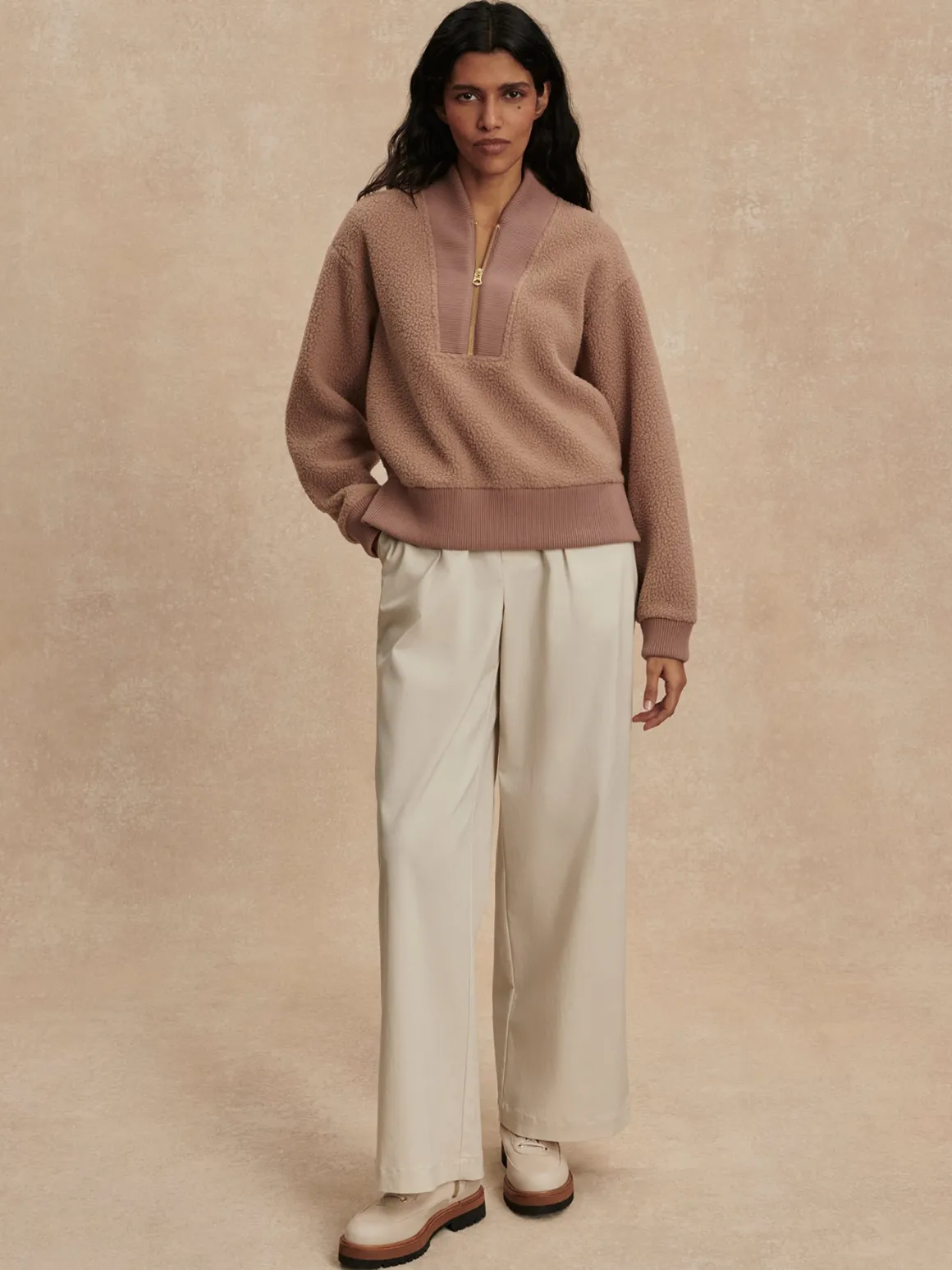 Mumford Half Zip Fleece - Ginger Snap