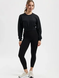 Naya Cropped Long Sleeve Yoga Top - Onyx Black