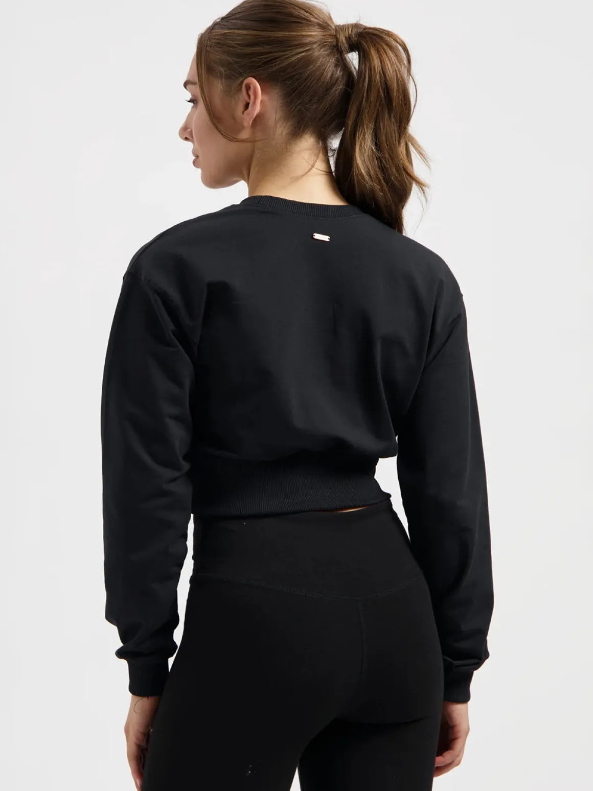 Naya Cropped Long Sleeve Yoga Top - Onyx Black
