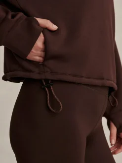 Sian Cropped Half Zip Sweat - Coffee Bean