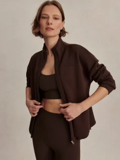 Tayah Zip Through Sweat - Coffee Bean