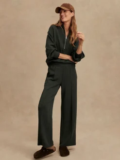 The Wide Leg Pant 30 - Olive Marl