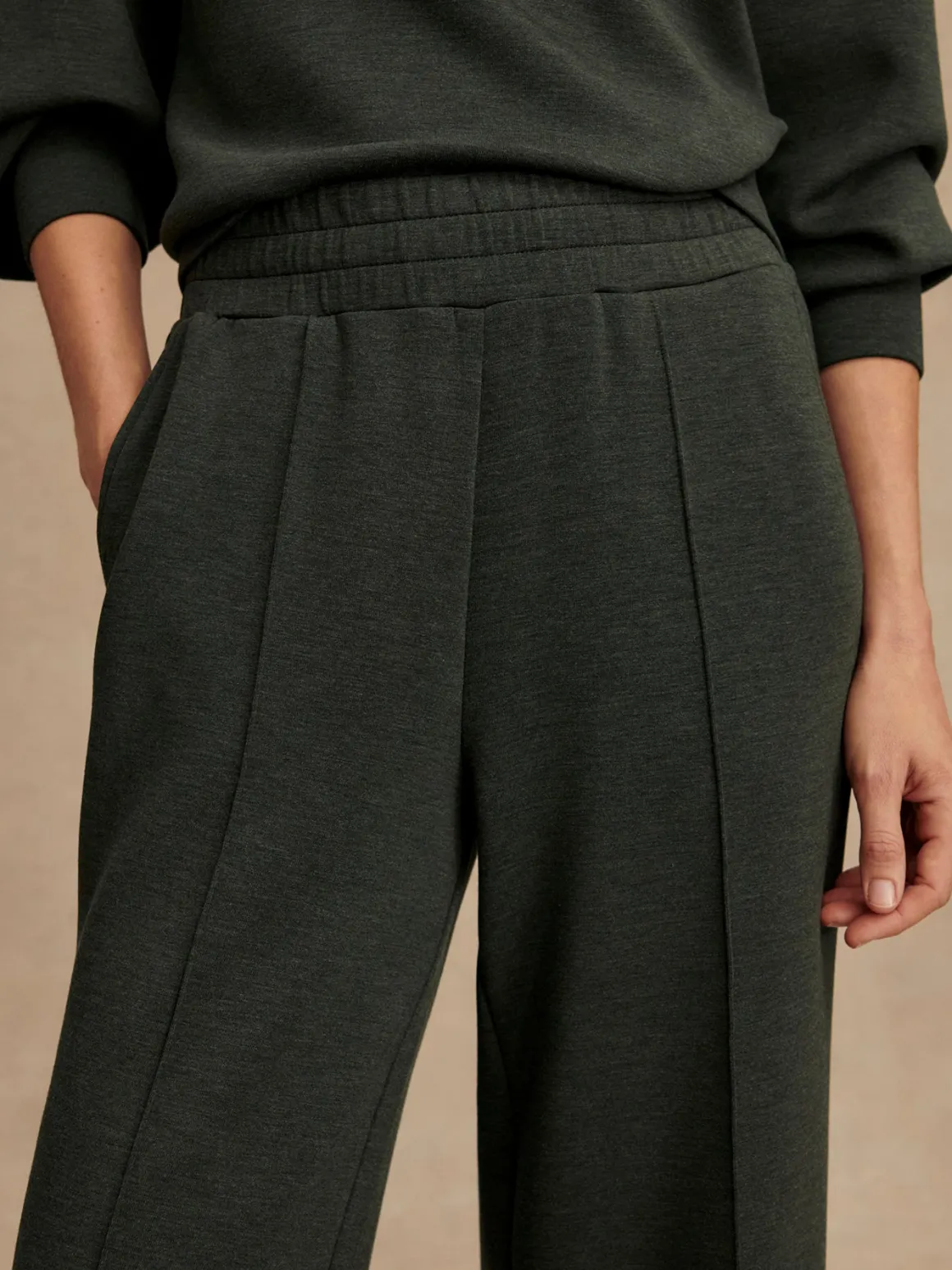 The Wide Leg Pant 30 - Olive Marl