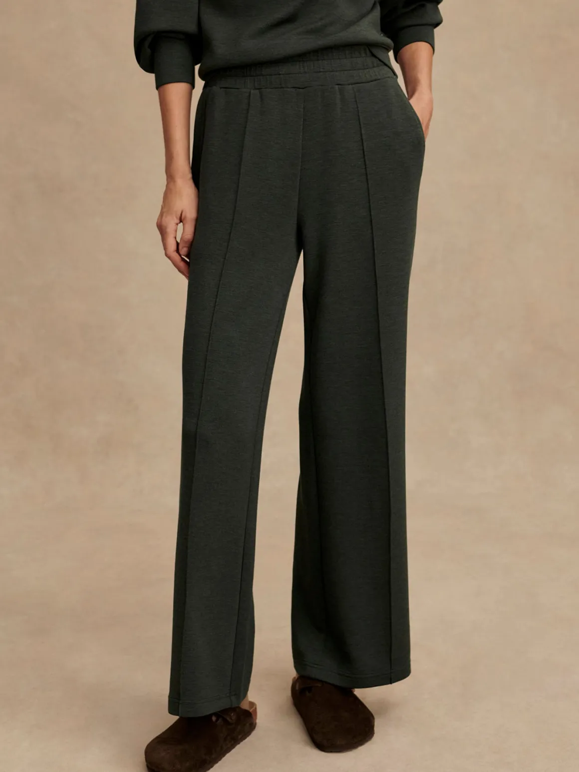The Wide Leg Pant 30 - Olive Marl