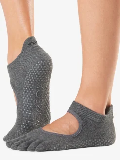 Toesox Full Toe Bellarina Grip Socks - Charcoal Grey