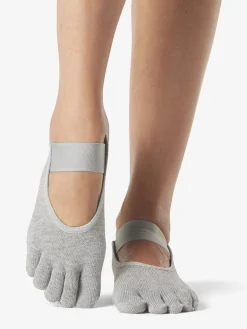 Toesox Full Toe Mia Grip Socks - Heather Grey