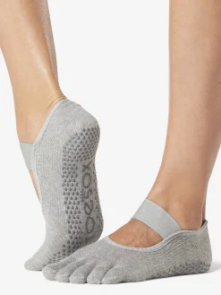 Toesox Full Toe Mia Grip Socks - Heather Grey
