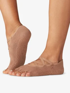 Toesox Half Toe Elle Grip Socks - Natural
