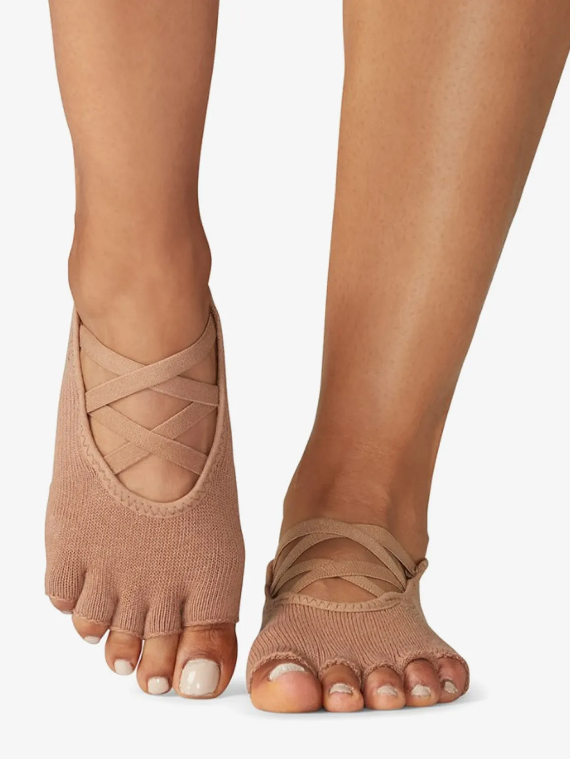 Toesox Half Toe Elle Grip Socks - Natural