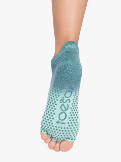 ToeSox Half Toe Low Rise Grip Socks - Tidal
