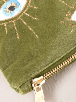 Velvet Everyday Pouch - Garden Green Mystical Eye