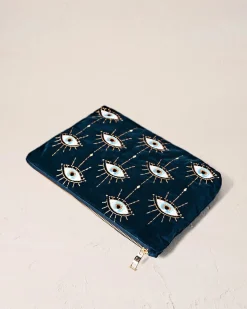 Velvet Everyday Pouch - Ink Blue Mystical Eye