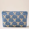 Velvet Everyday Pouch - Lattice Bows Dusky Blue
