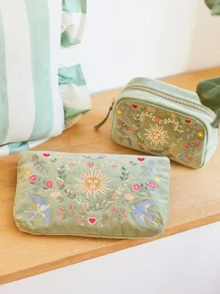 Velvet Makeup Bag - Olive Earth Goddess