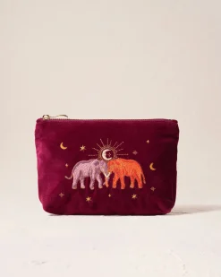 Velvet Mini Pouch - Ruby Enchanted Elephant