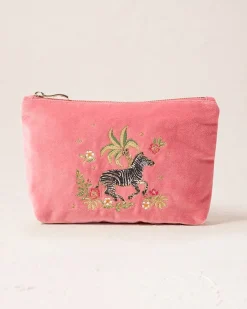 Velvet Mini Pouch - Wild Zebra Palm
